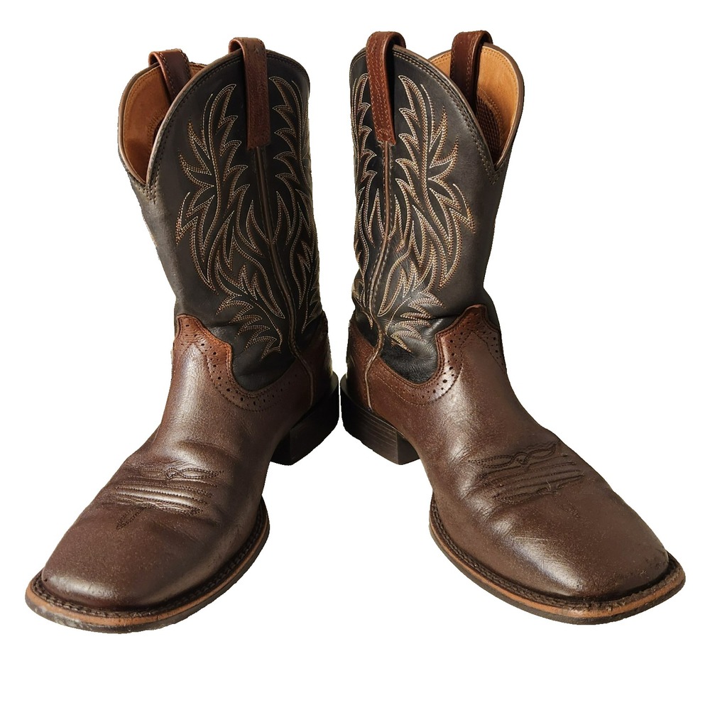 Ariat Sport Mens Cowboy Boots 10 D Brown Black Leather Square Toe 10029755
